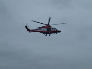 ヘリコプターによる救出訓練の様子