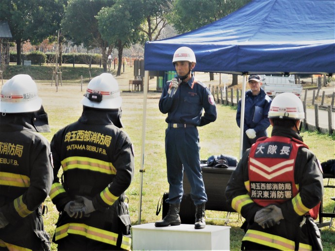 所沢東消防署長による訓練講評