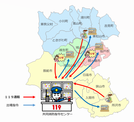 共同指令センターの管轄図