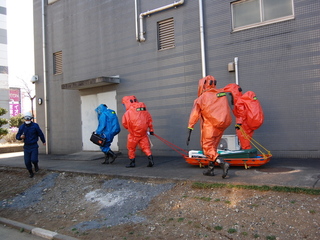 特殊災害訓練中の写真