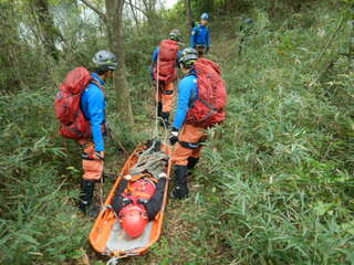 山岳救助訓練中の写真